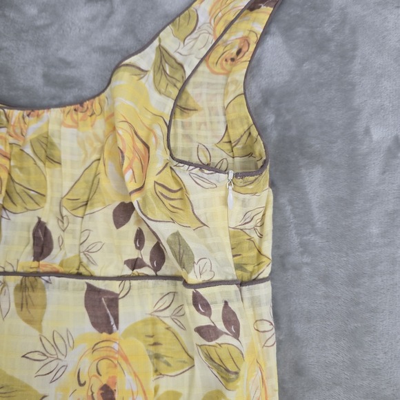 Cabi Y2K Milkmaid Floral Sundress 8 Yellow Brown Roses - Picture 6 of 9